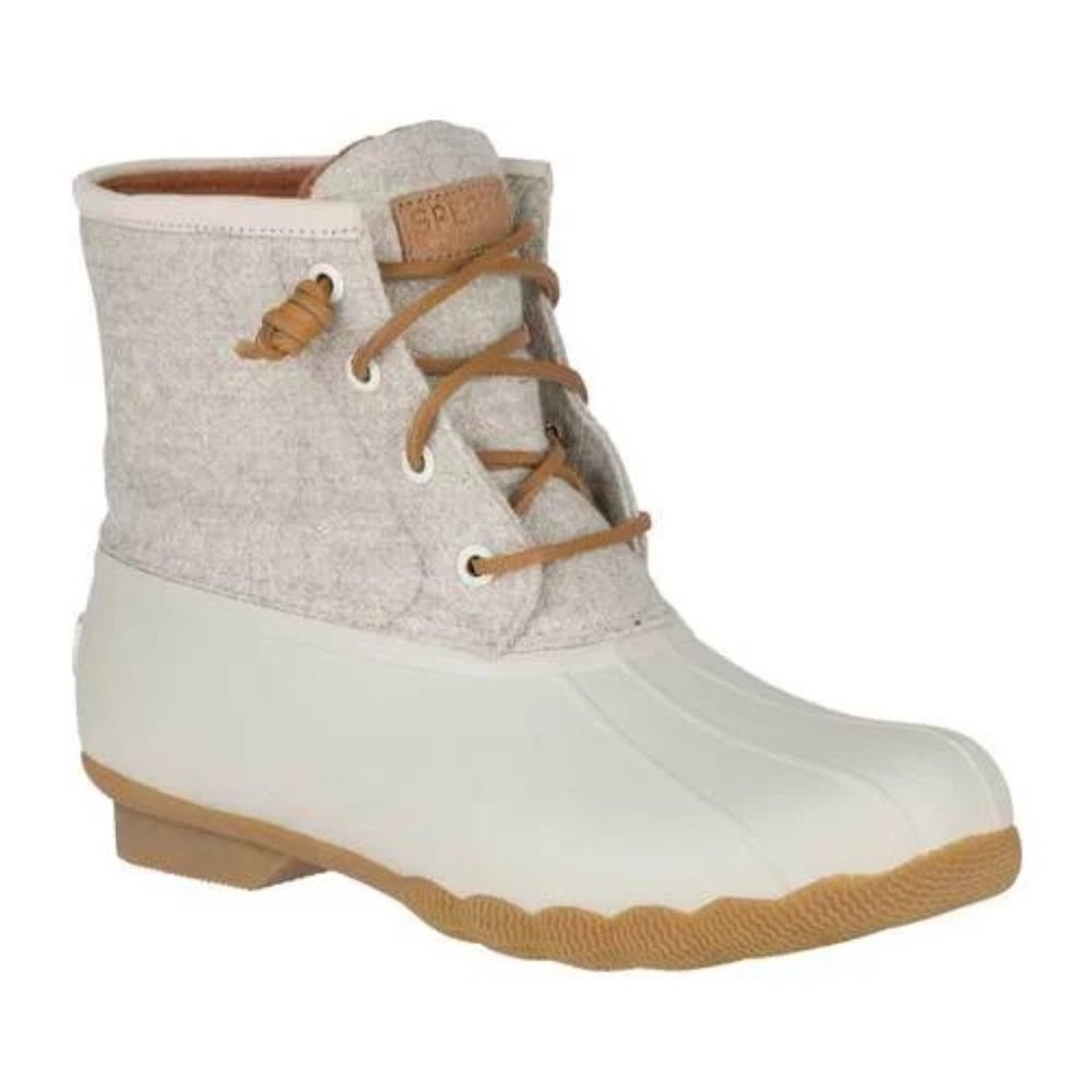Sperry Saltwater Duck Boots winter all-weather cream oatmeal 6 women